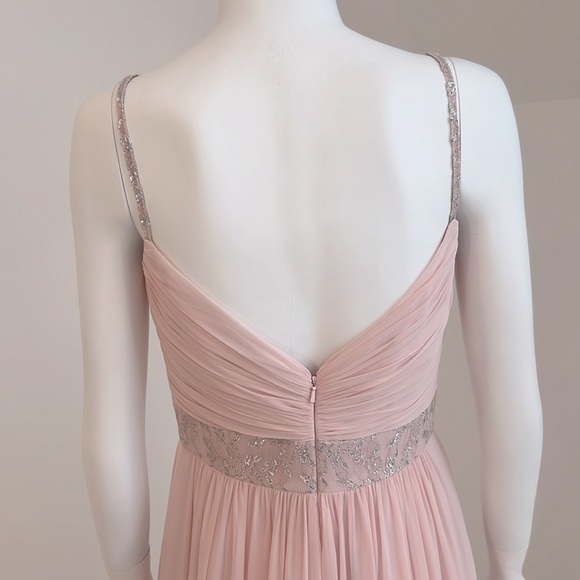 NWT SAMPLE Dessy 2944 size 8 Blush pink Lux Chiffon. Pristine Condition. - Picture 6 of 9
